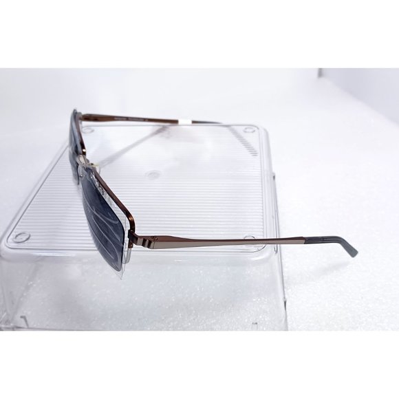 EasyClip Polarized Clip-on 1/2 Rim Eyeglasses Iridescent Bronze Silver 52-19-140 - Picture 7 of 15